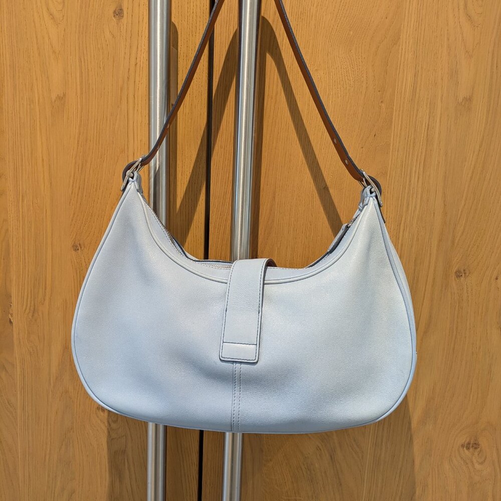 Coach Light Blue Crescent Shoulder Bag with Brown Strap - Picture 2 of 5